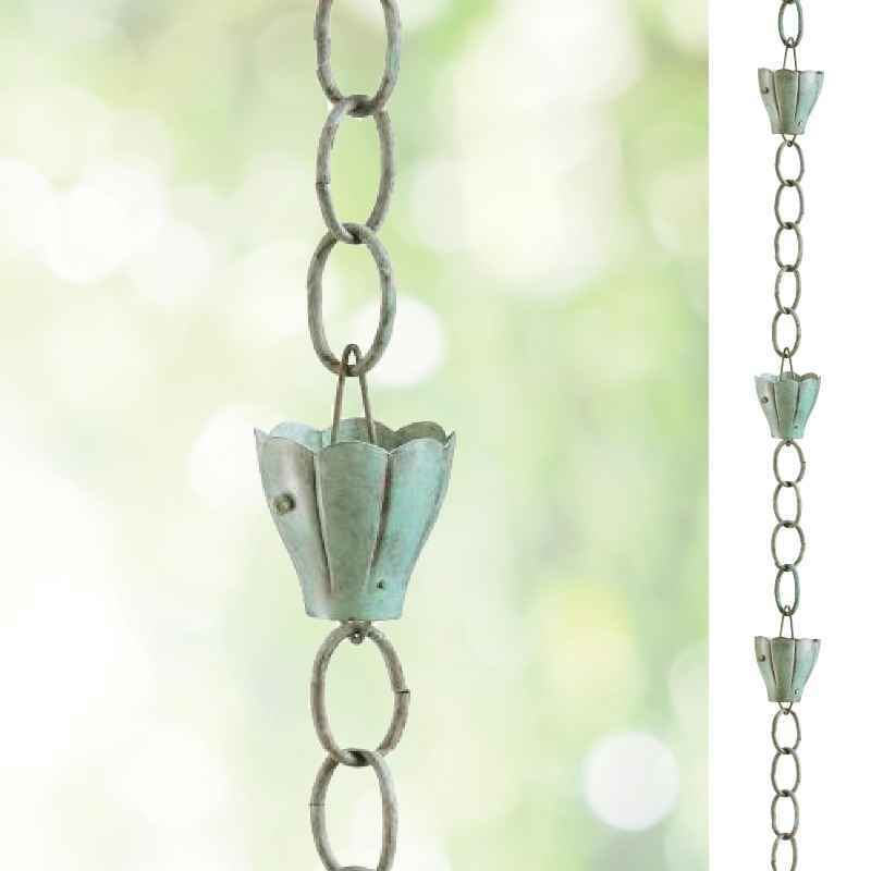 Handcrafted Crocus Flower Rain Chain - Blue